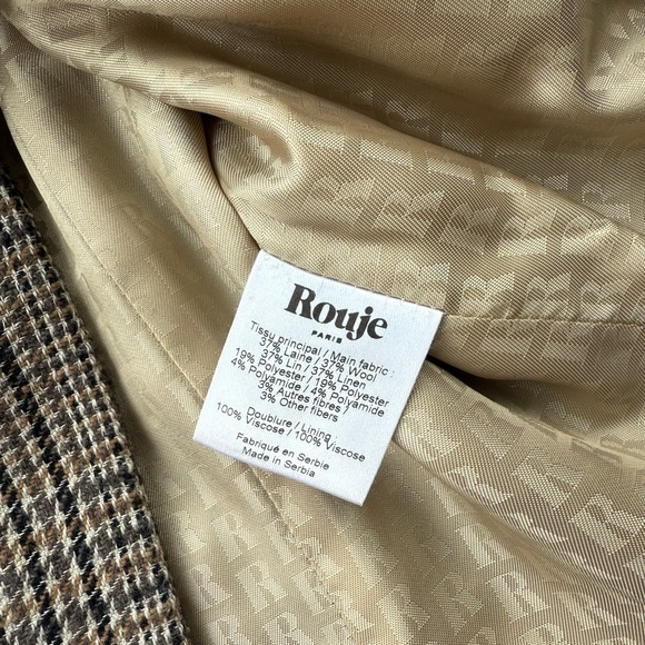 Rouje Brown Plaid Belted Blazer 34 Albert - Picture 5 of 6